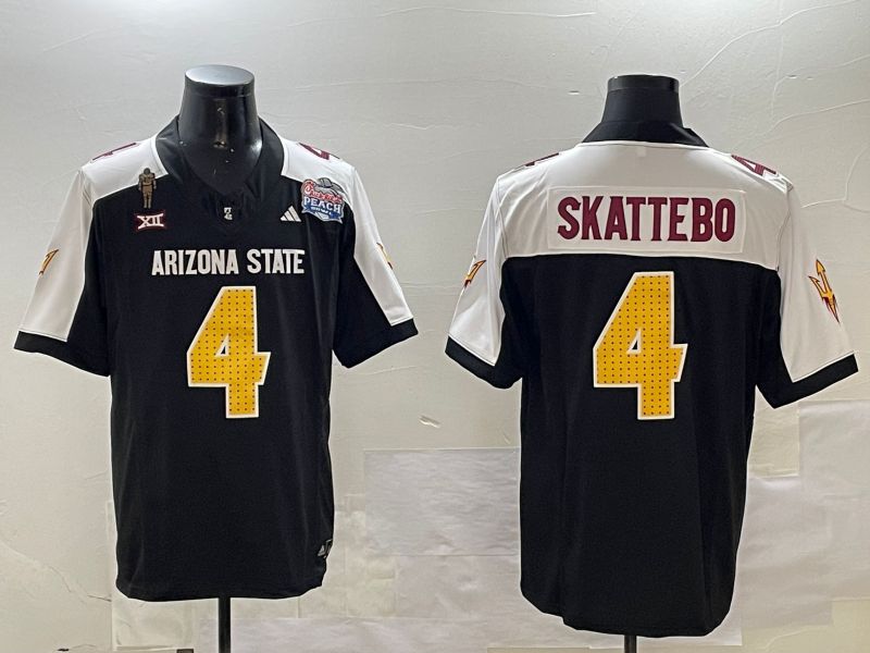 Men Arizona State Sun Devils #4 Skattebo Black Thanksgiving three generations 2024 Nike Limited NCAA Jersey style 1